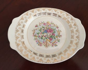 Leigh Ware 22K Gold Rimmed Oval Serving Tray, "Old Mirror" # LCS220-30