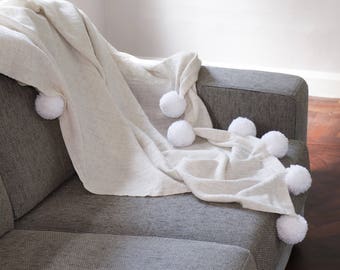 handmade pompom blanket