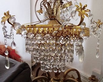 Crystal drop chandelier (French, 1940s)