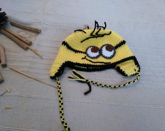 Hand-made crochet Minion hat with earflap