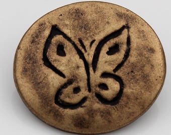 little Butterfly-Button in old brass 21mm (6 pieces)