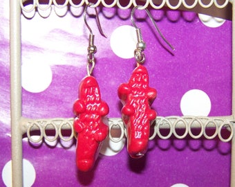 Earrings red crocodile fimo