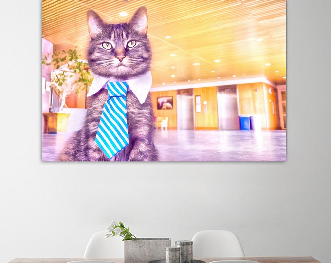 The Adventures of Business Cat, Cat businessman, Pet, Cute, USA Poster, canvas, Interior decor, room design, print poster, art picture, gift