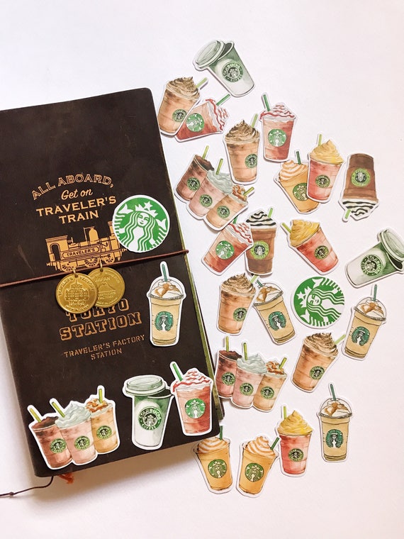 28 pcs Illustrated Hand drawn Starbucks Matte Journal Planner