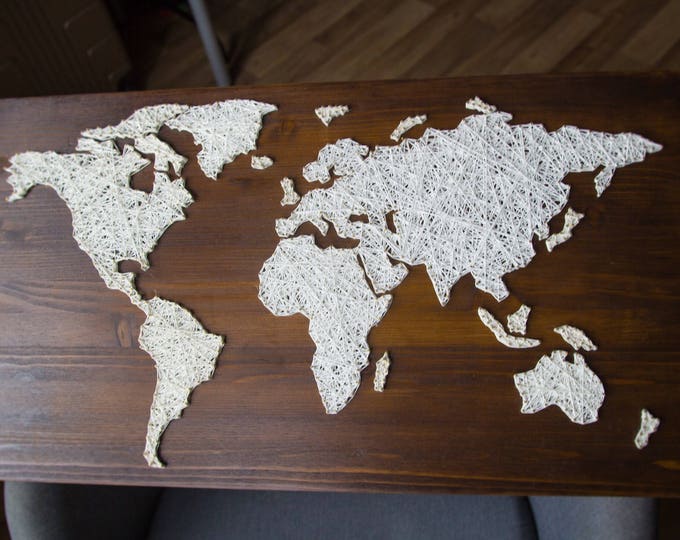 Large world map string art
