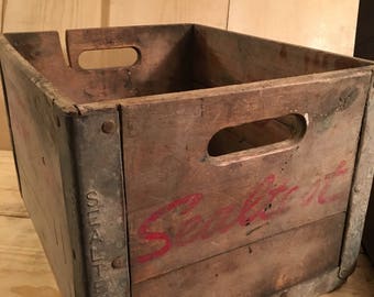 Antique Sealtest Milk Crate Box Rustic Wood And Steel Antique Sealtest Milk Crate Box Rustic Wood And Steel