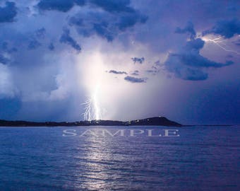 Fine art photography, Landscape Ocean scape, Electrical storm, Foresters beach