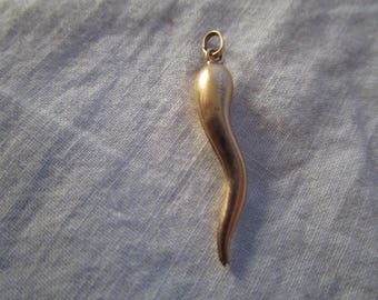 Solid 925 Sterling Silver Italian Horn Pendant (Cornicello) - 40mm Luck Charm For Men & Women
