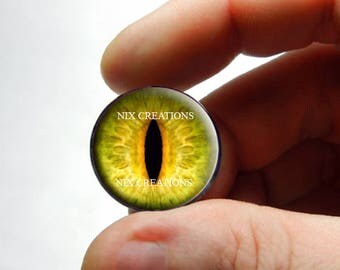 Glass Eyes - Yellow Dragon Glass Taxidermy Eyes Cabochons - Pair or Single - You Choose Size