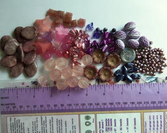 DESTASH - Gemstones - Vintage lucite - czech glass beads - glass pearls and crystals - rhodonite- Jewelry Supplies
