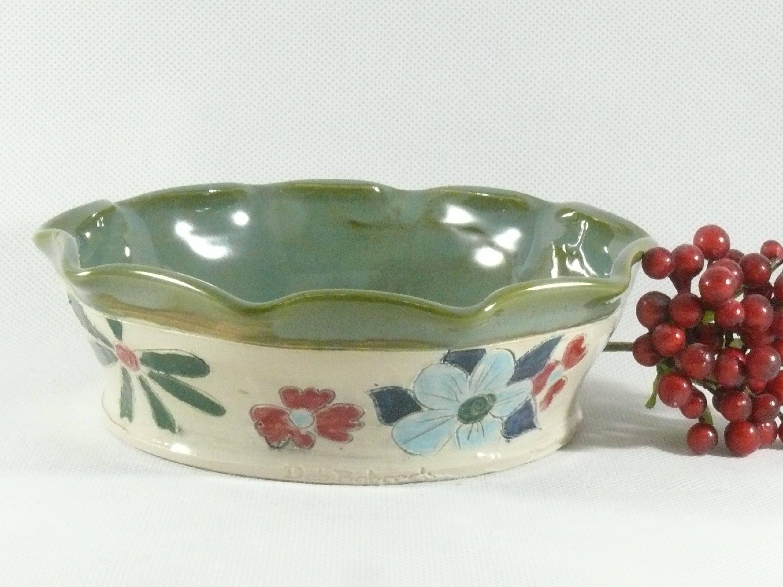 Decorative Ceramic Pie Tin for Two, Individual Pie Baking Pan, Small