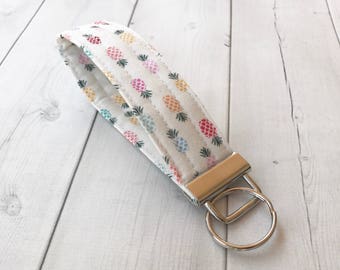 Pineapple Key Fob Pineapple Keychain Key Holder Gift For Her Pineapple Print Wristlet Key Chain Pineapple Gifts Wrist Lanyard