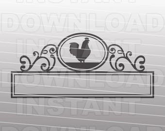 Fancy Ornate Mailbox Chicken Monogram Frame SVG File - cricut svg,silhouette svg,svg cuts,cuttable svg,svg cut file,vector svg,vinyl file