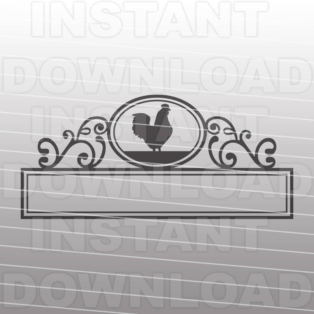 Download Fancy Ornate Mailbox Chicken Monogram Frame SVG File cricut