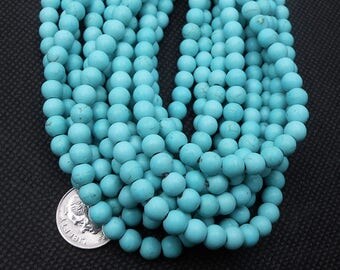 72 Turquoise Howlite Beads 6MM round (H7005)