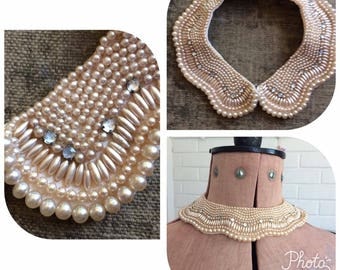 1950s Pearl Scalloped Baar and Beards Collar