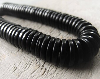 Black Coconut Wood Heishi Bead 6mm 8mm 10mm Heshi Spacer Mens Beads Unisex Beads Item No. 7054