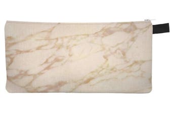 Crema Marble Pencil Case Marble Printed Cosmetic Zip Pouch Makeup Bag