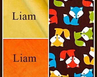 Baby Boy Fox Personalized Blanket~Shower Blankets~Monogrammed Blanket for Babies~Newborn Gift~