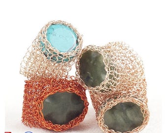 On SALE 20% - Jewelry Pattern,Ring DIY tutorial,Mesh ring pattern,Crochet Patterns for Woman,Crochet Patterns Jewelry,Wire Wrapped Ring