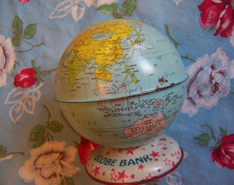 j. chain tin metal globe bank