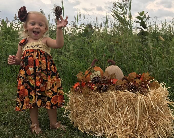 Thanksgiving Dress - 1st Thanksgiving - Toddler Fall Outfit - Personalized Dress - Little Pumpkin - Pumpkin Outfit Baby Girl - 6 mo-8 yrs