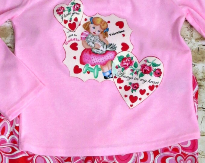 Valentine's Day Outfit - Little Girls Outfit - Ruffle Pants Set - Ruffle Pants outfit - Toddler Girl Outfit - READY TO SHIP - 2t only