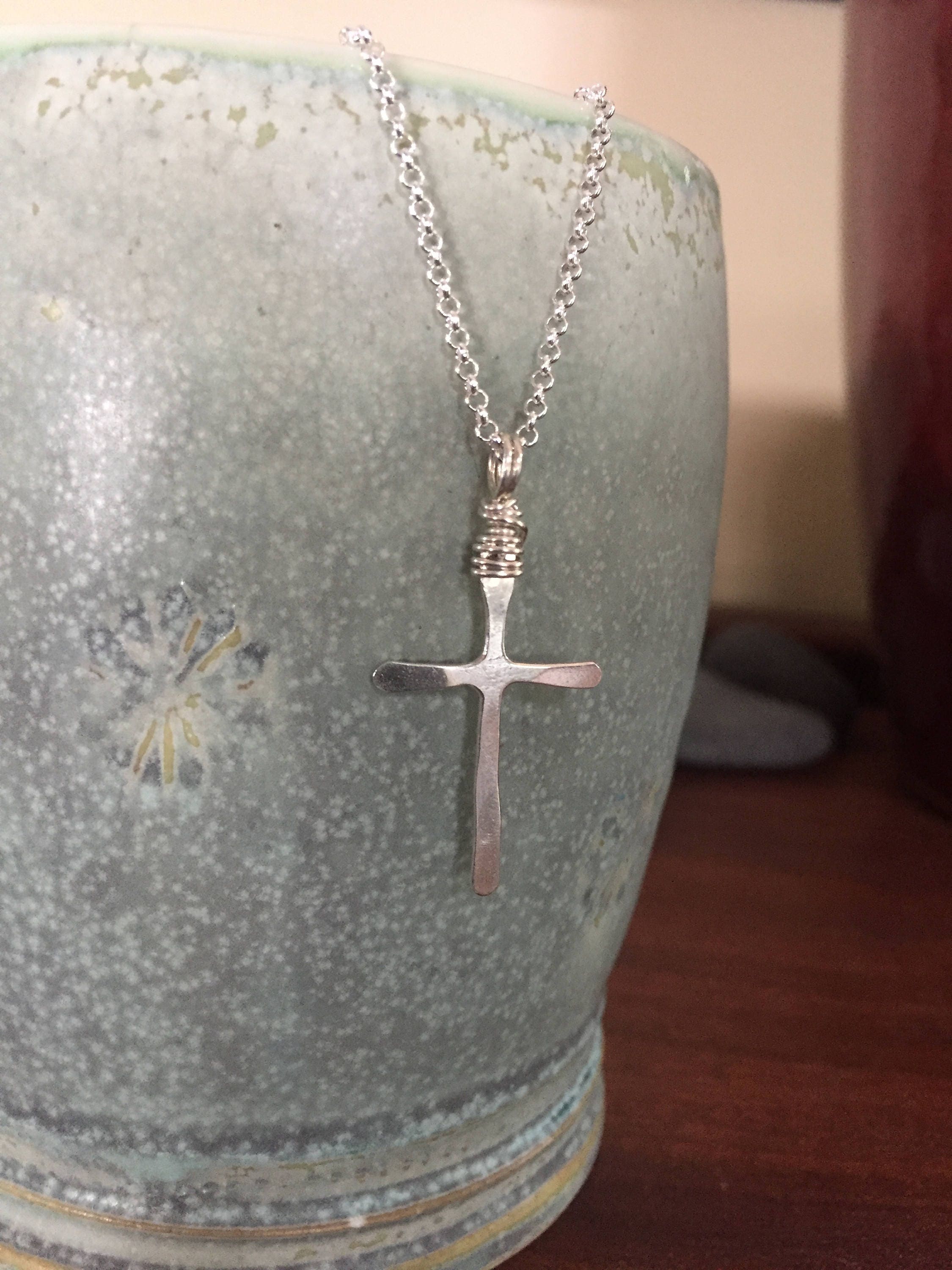 Communion Cross Necklace Sterling Silver Religious Jewelry