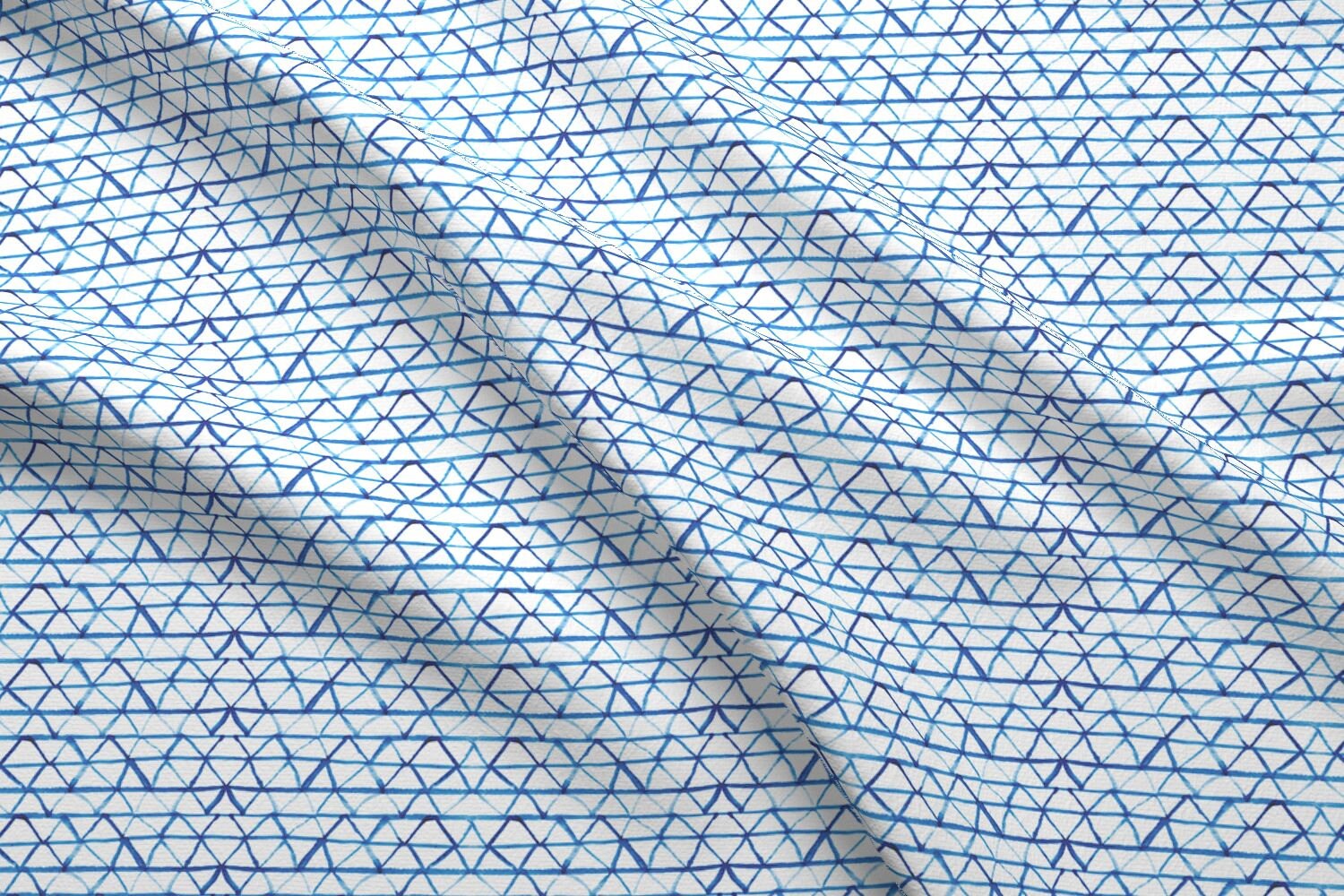 Watercolor Indigo Triangles Fabric - Island Cross By Laurapol - Blue ...