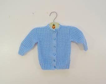 Vintage BABY SWEATER blue handmade baby boy