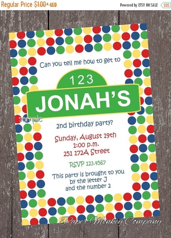SALE Street Dots Birthday Invitations - 1.00 each with envelope Il_570xn