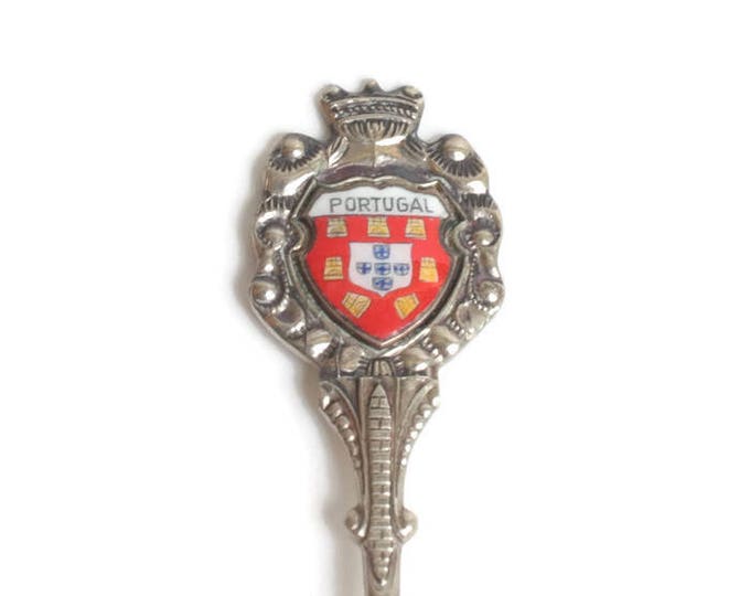 Portugal Collectors Spoon Coat of Arms Crown Finial Silver Plate Demi Tasse