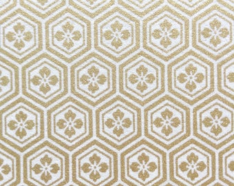 Chiyogami Washi Japanese Paper Sheet 18x24 inches - gold flowers on white