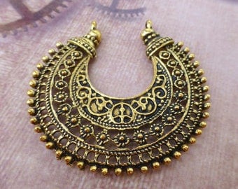8 pcs antique gold colour Chandelier Earring Component, connector, pendant, filigree