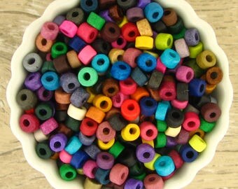 100 Multiple Colors Greek Ceramic Spacer Beads - Size 6 mm x 4 mm Mini Tube - Mykonos Ceramic Assorted Bead Mix