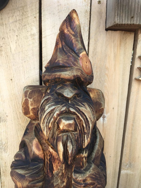 Hiking Gnome chainsaw carved sculpture