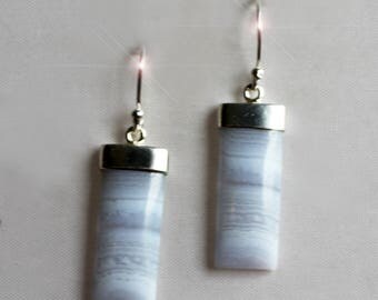 Blue Skies - Blue Lace Agate Sterling Silver Earrings