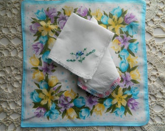 3 Vintage Hankies Good Vintage Condition Lot 2871
