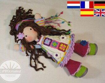 Crochet pattern for doll YUNA, pdf (Deutsch, English, Nederlands, Español, Français)