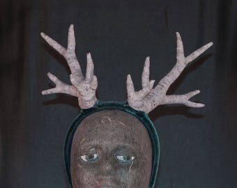 Pale Blue Deer Antler Headband with Teal band