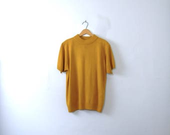 Vintage 90's mustard yellow mock turtleneck sweater, women's size large
