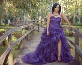 Purple Wedding Dress with Sexy Slit Sweetheart Neckline by Award Winning Wedding Dress Fantasy