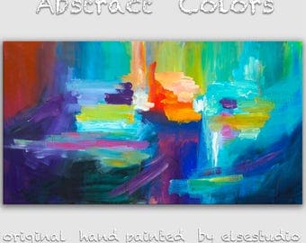 Sale Original oil Painting Abstract Painting 48" Canvas art, free dynamic Brushwork, fresh eye-catching focal point, by Tim Lam