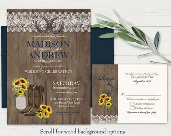Rustic Wedding Invitation Set Printable Sunflower Invites Mason Jar Lace Barn Wood Horseshoe Cowboy Boots Rustic Wedding Invitation Set Printable Sunflower Invites Mason Jar Lace Barn Wood Horseshoe Cowboy Boots