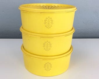 Vintage Tupperware Seal Tight Containers Yellow Set of Three