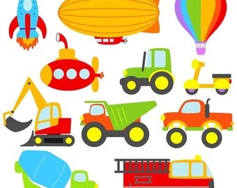 BACK TO SCHOOL Sale Transportation 2 Clipart Clip Art, Construction Clipart Clip Art - Commercial and Personal Use