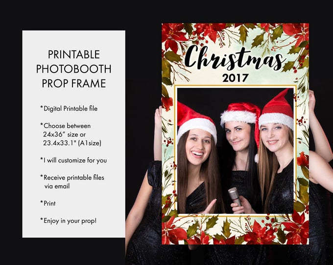 Christmas Holiday Season Yuletide Season Photo Booth Prop Frame, Social Media Christmas Prop Frame, Printable Photo Booth Picture Prop Frame