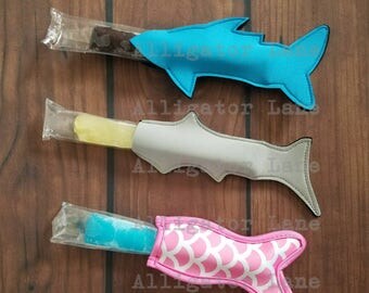 Sharks Mermaids Freeze Pop Holders Popsicle Sleeve Ice Pop Go gurt Yogurt Holders Customized Summertime Fun Cool Pop Popsicle Sleeves