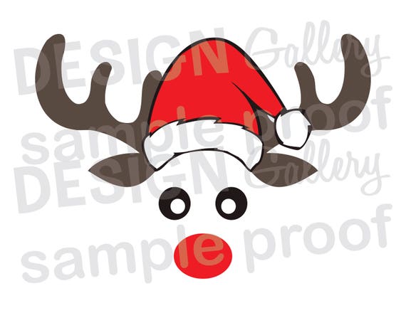 Reindeer Face Santa Hat SVG DXF cut & JPG png image files