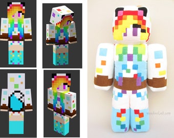 Minecraft skin plushie 23.6" Your own Minecraft doll Personalized geek plushie - MADE TO ORDER